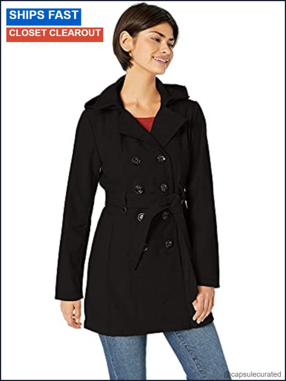 Soft Shell Trench Coat Water Resistant with Detachable Hood